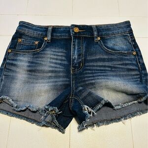 Indigo Rein Blue Frayed Jean Shorts